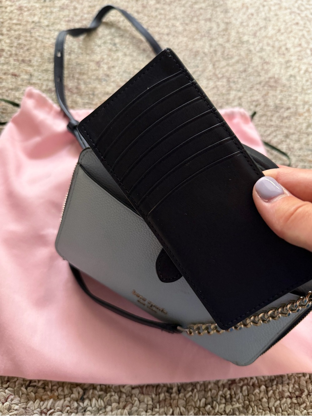 kate spade Pebbled White Crossbody with Black Trim - Picture 6 of 8